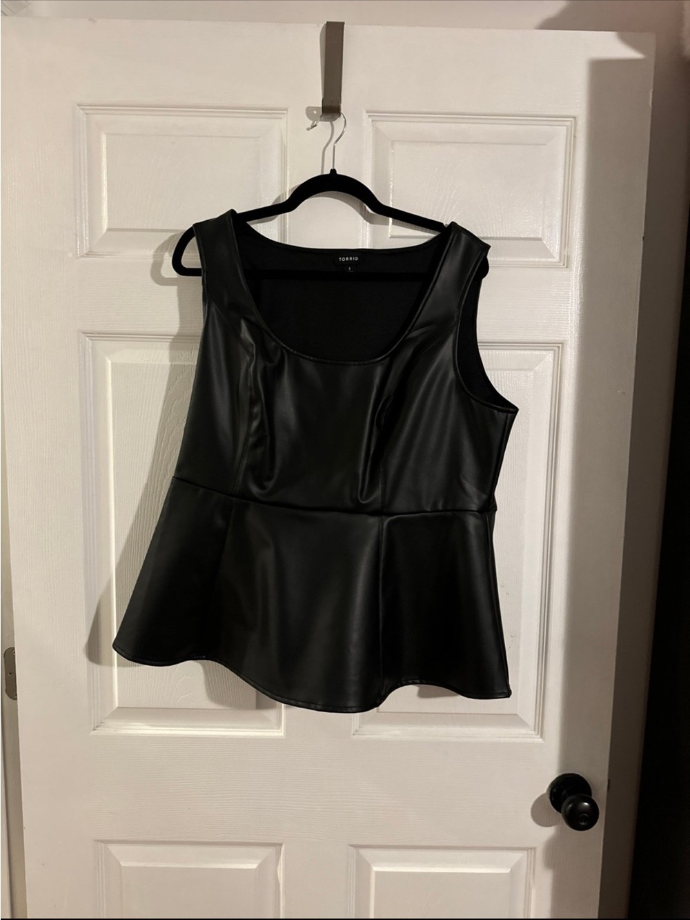 torrid Black Faux Leather Peplum Tank Top